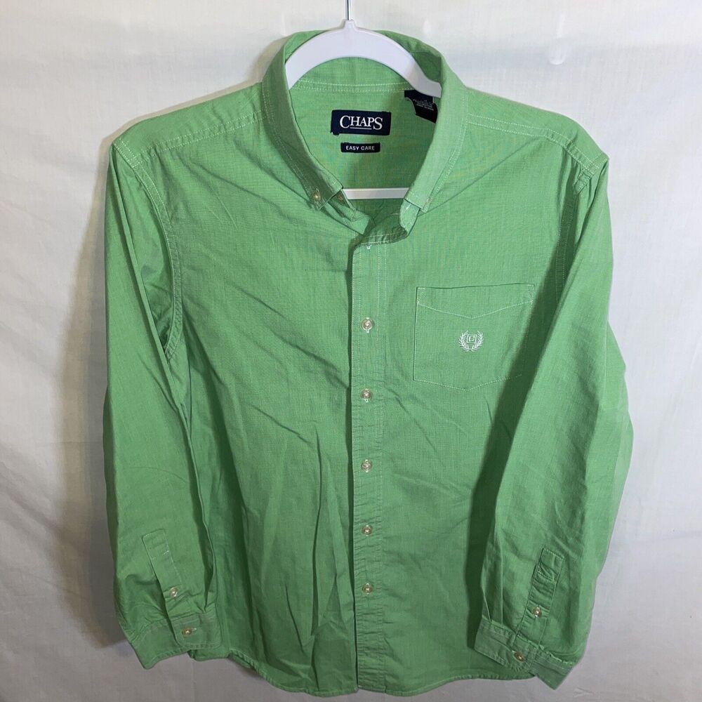 Chaps Dress Shirt Men’s Size Small Green Button Up Long Sleeve Button Collar